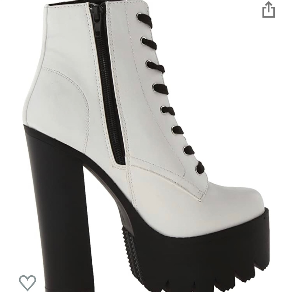 7.5 / 8 White Platform Ankle Zip & Lace Up Booties